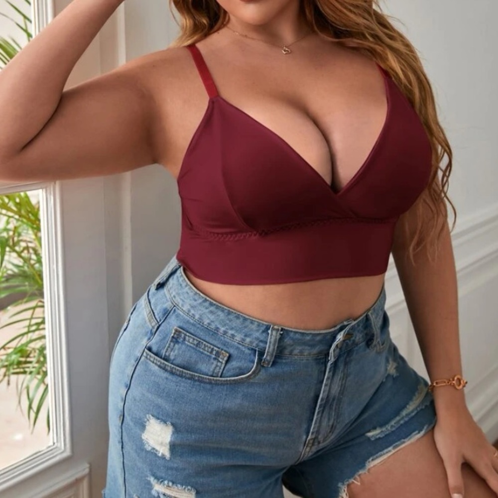 Boho plus size lilac purple plunging V neckline bralette - Picture 15 of 16
